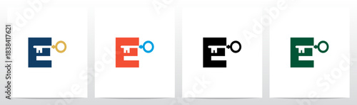 Key Inserted into Letter Negative Space Initial Logo Design E