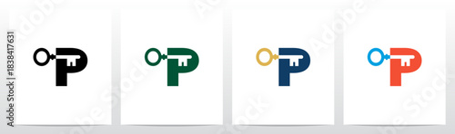 Key Inserted into Letter Negative Space Initial Logo Design P