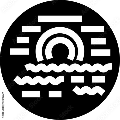 Polluted wastewater flowing from drain pipe into water