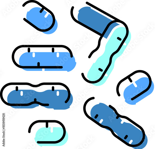 Human microbiome showing good and bad gut bacteria