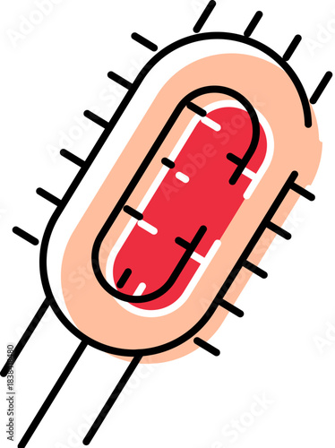 Bacteria microorganism cell icon with flagella