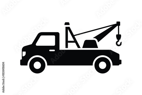 A tow truck silhouette vector art illustration