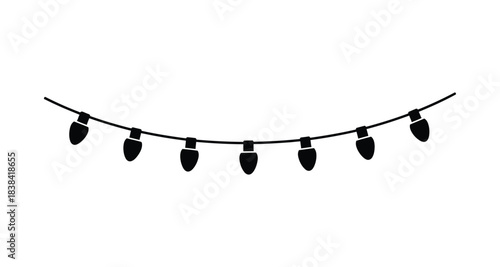 Holiday string lights silhouette clean vector illustration