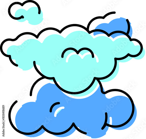 Cartoon cloud with outline showing weather concept