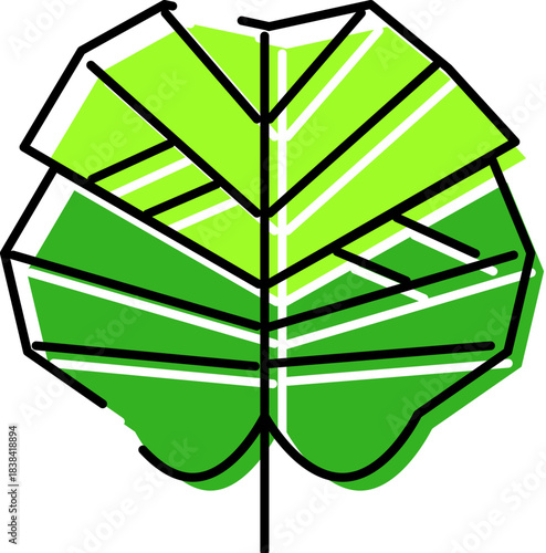 Green tropical leaf icon line art illustration