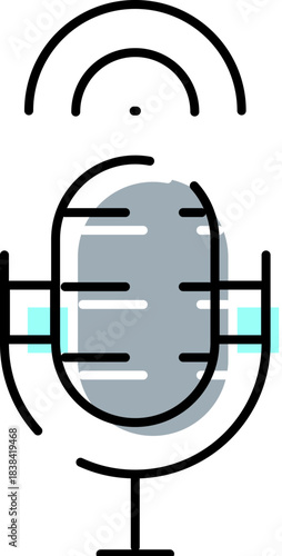 Microphone icon representing podcasting broadcast and audio recording