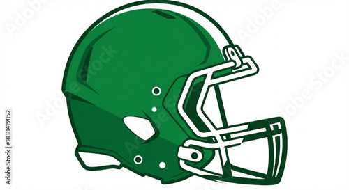 Vibrant Green Football Helmet with White Stripes and Protective Face Mask Design for Athletic Sports