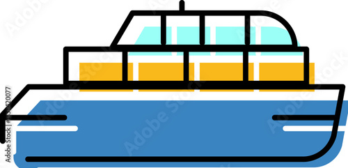 Passenger boat icon representing water travel and transportation
