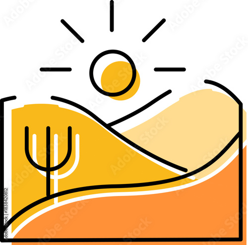 Drought impacting agriculture with barren landscape and sun