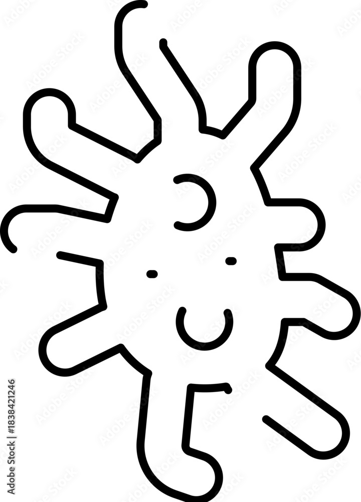 Obraz premium Cute smiling germ virus bacteria line drawing