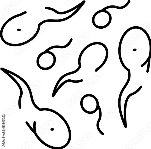 Abstract line drawing representing sperm or tadpoles swimming
