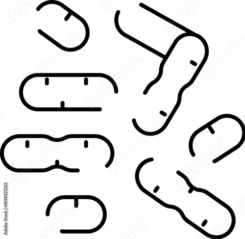 Bacteria or virus microorganisms spreading and dividing line art icon
