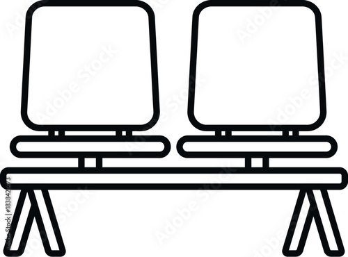 Airport terminal waiting area black and white line art seat icon