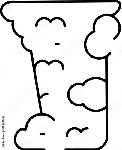 Chimney smoke line art icon representing pollution