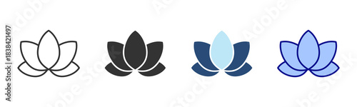 Meditation Icon Set. Designed In Multi Style