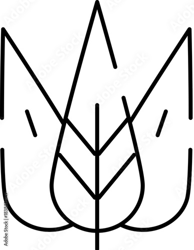 Ukraine trident symbol integrating a natural leaf element