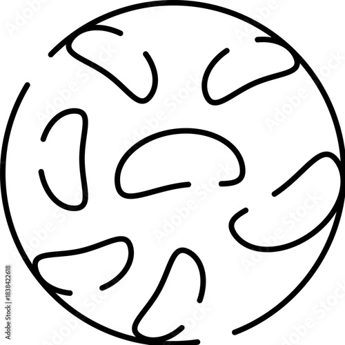 Planet or moon with craters line drawing illustration