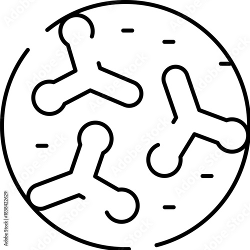 Abstract line art representation of antibody molecules in biological system