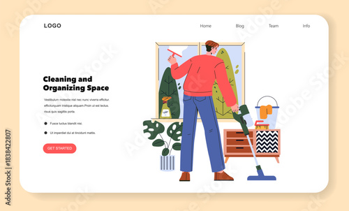 Cleaning and Organizing Space Vector Illustration