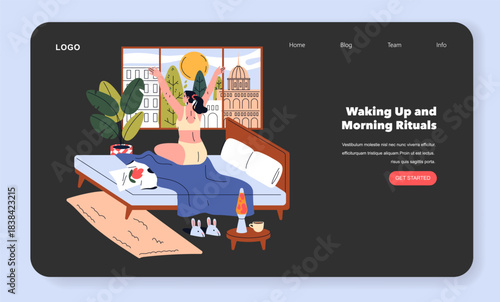 Morning Stretching Routine Vector Illustration of Bedtime