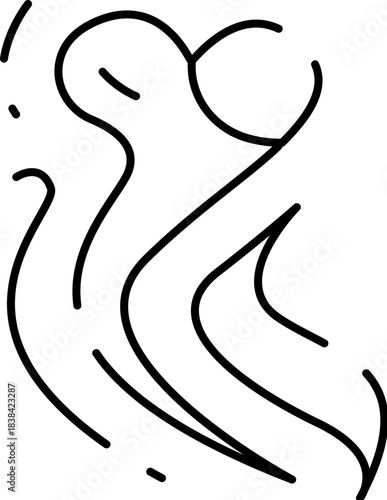 Abstract line art couple embracing love and intimacy