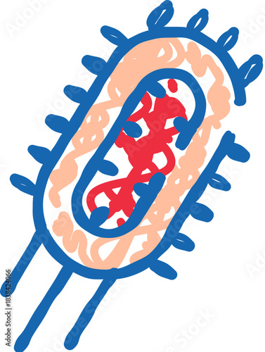 Bacterium microbe organism cell science doodle illustration