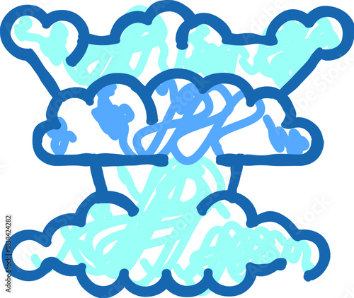 War explosion mushroom cloud blue doodle drawing