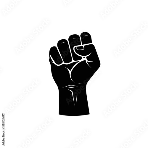 Raised fist symbol of empowerment in Black History Month concept