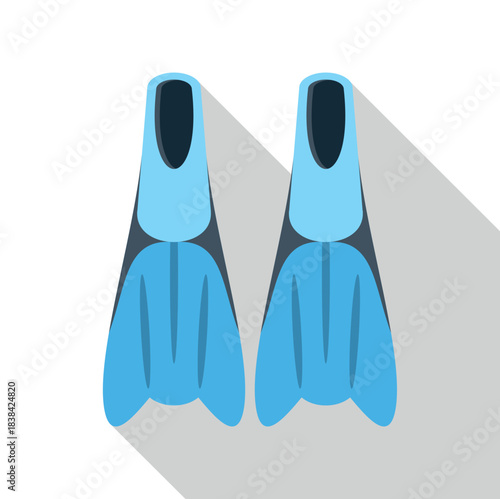Blue flippers for diving and swimming water sports