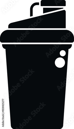 Shaker bottle silhouette representing protein drink, fitness, and gym nutrition