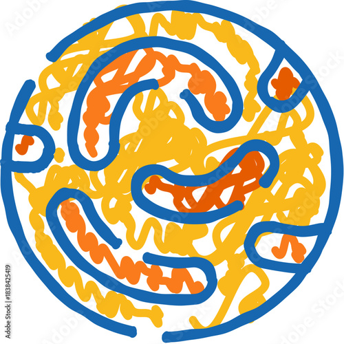 Abstract scribble drawing showing cell structure and microbiology