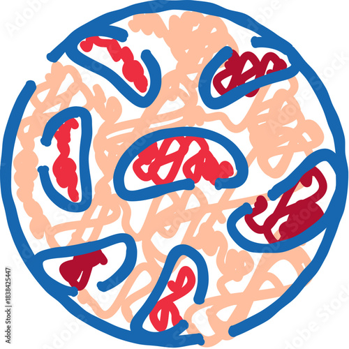 Abstract pizza drawing with minimalist scribble style