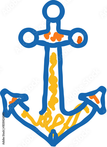 Anchor doodle drawing representing nautical stability and security