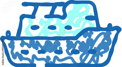 Blue yacht doodle drawing concept for travel
