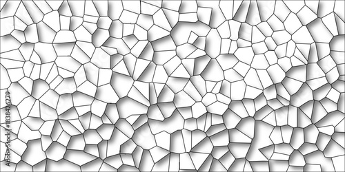 Abstract Voronoi Pattern Geometric Tessellation with Subtle Shadowing on White Background vector illustration