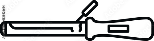 Hair curling iron showing a fashion beauty styling appliance in line art style