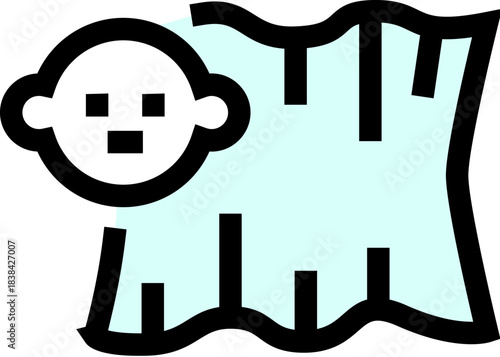 Newborn baby swaddled in blanket for care icon