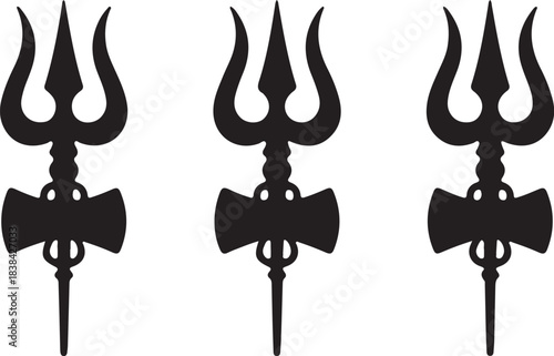 Three Trident and Damaru Symbols of Lord Shiva gemini vector also transparent background