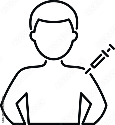 Person receiving a preventive vaccination shot for immunization, abstract icon
