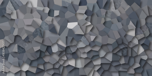 Cool toned abstract background with a mosaic of irregular polygonal shapes in shades of blue and gray, creating a modern and textured surface design