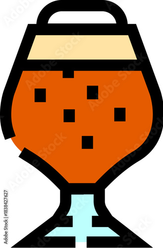 Stout beer glass with foam and bubbles