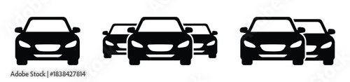 Cars traffic flow icon set, Transport and traffic jam symbols, automobile sign