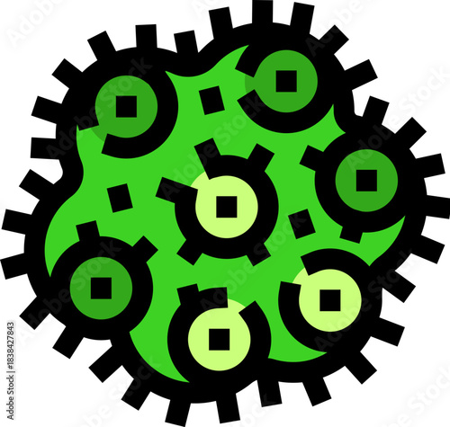 Green virus or bacteria microbe causing infection