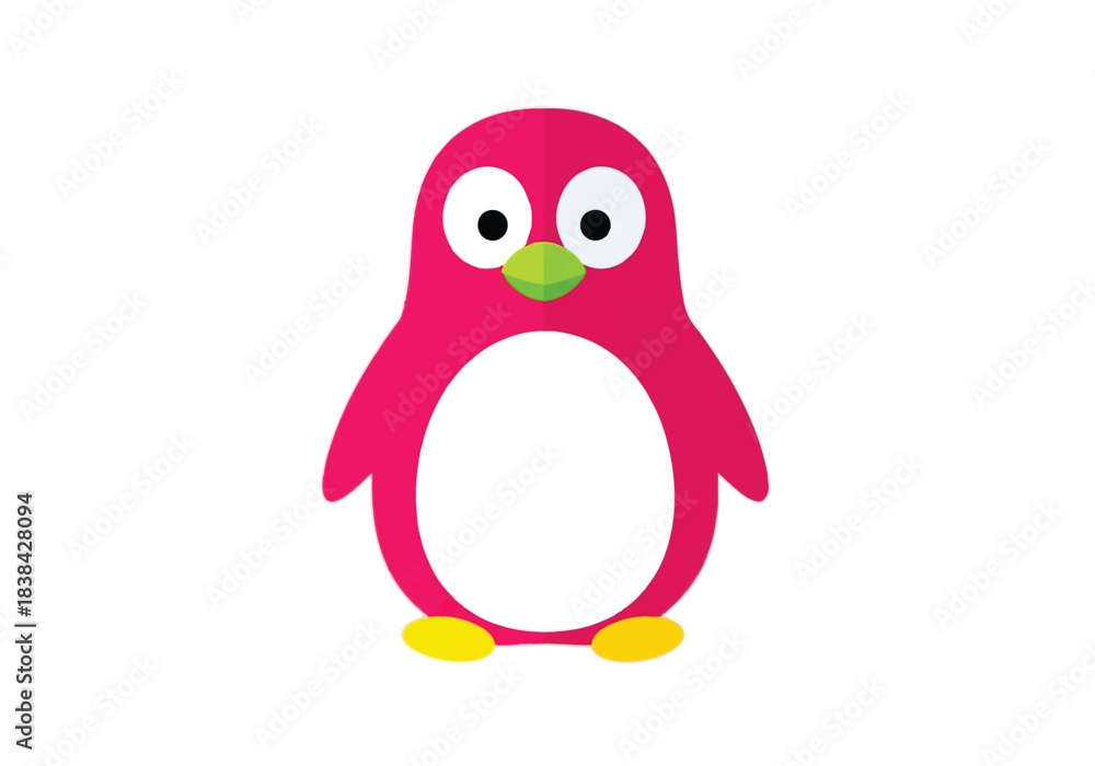 Obraz premium Cute Pink Penguin Cartoon Character Illustration.