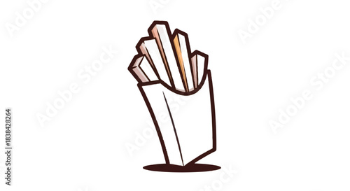Delicious golden french fries in a white paper container ready to eat.