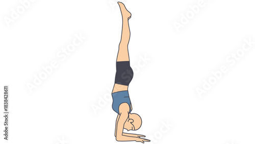 Vector Illustration of Woman Performing Forearm Stand Inversion Yoga Pose