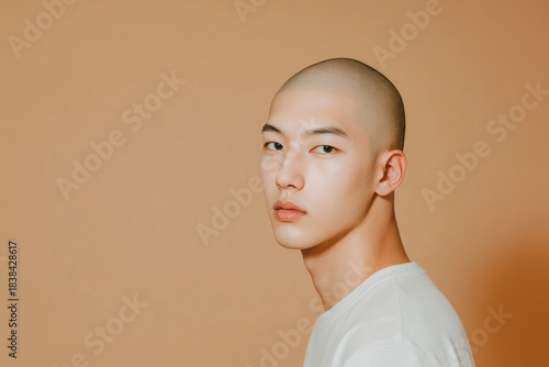 Asian Man with Shaved Head