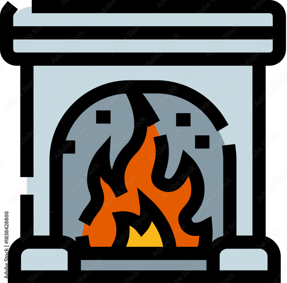 Obraz premium Fireplace with burning fire bringing warmth to home