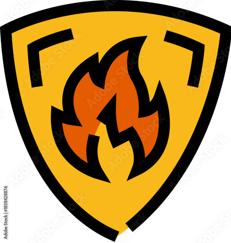 Fire protection shield icon indicating safety