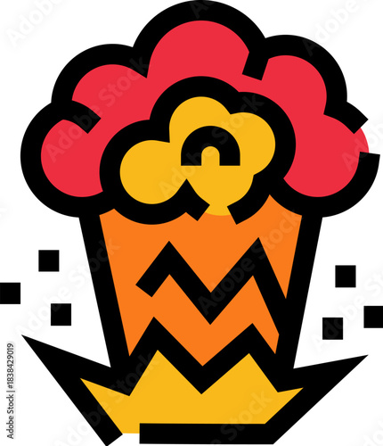 Explosion comic icon showing fire and smoke
